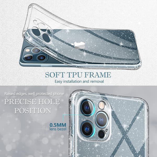 ETUI TIL APPLE IPHONE 12 PRO TRANSPARENT GLASSY 2X HÆRDET GLAS