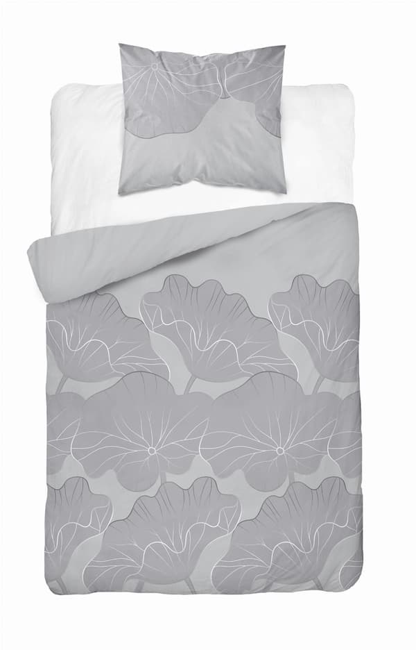 Bomuldssengetøj 140x200cm Blomster Askegrå