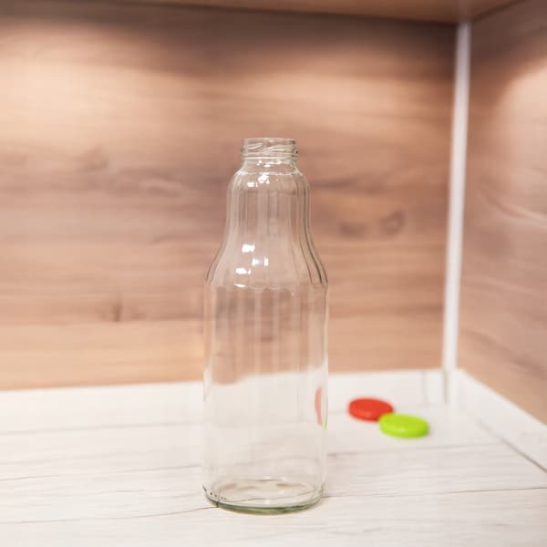 FRUIT-flaska 1L glasflaskor för juice, sirap, honung 1000ml + LOCK