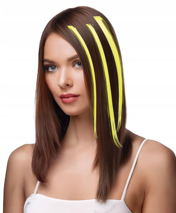 Highlights hårhalsband gula disco 80-talsboll 50cm 3st