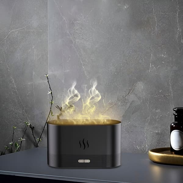 Luftfuktare, aromdiffusor, eldeffekt, LED-kamin, aromaterapi