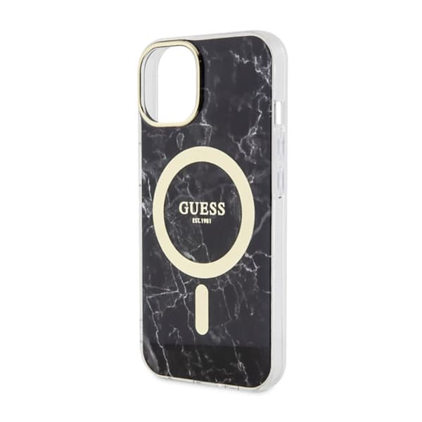 Guess Marble MagSafe – iPhone 14 Plus-skal (svart)