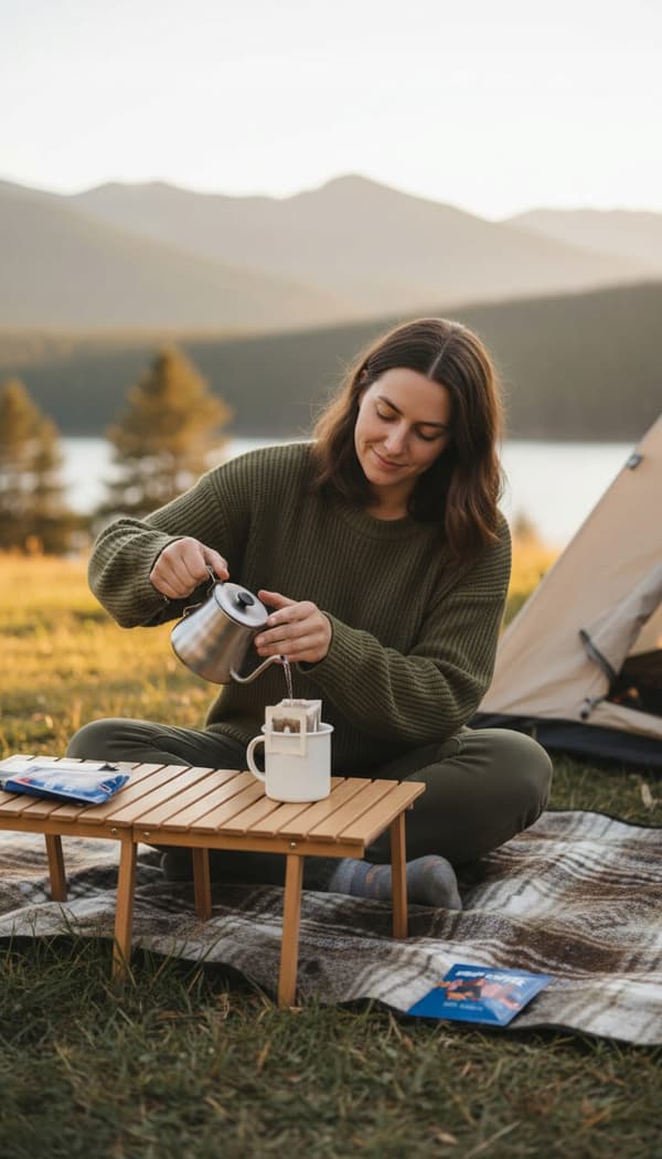Sæt kaffe dryp pose malet Peru Junin 10 g æske 8 stk i filterposer