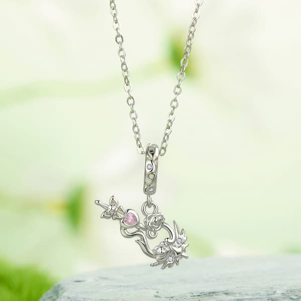 Silverviolinberlock med blomhänge i pärlor i silver 925