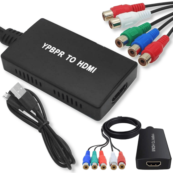 Konverter fra YPbPr til HDMI Komponent videoadapter L/R Audio 5x RCA
