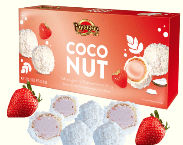 Papagena kookospallot mansikkakermalla 120 g