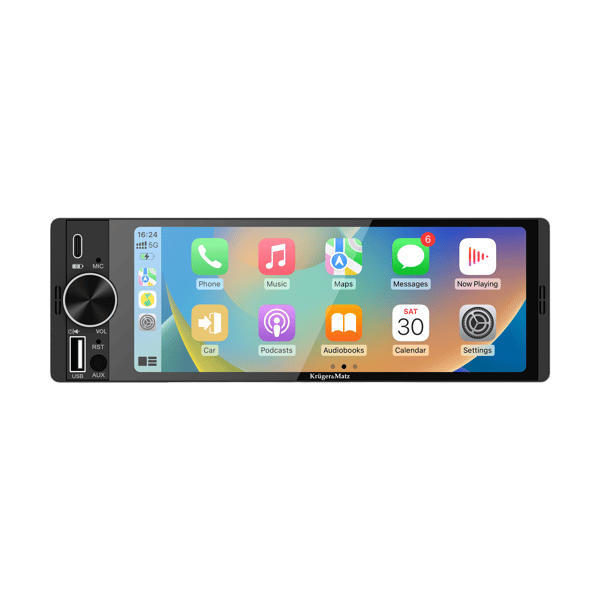 Radio samochodowe Kruger&Matz KM2016 CarPlay/AndroidAuto 6,3” USB 1DIN