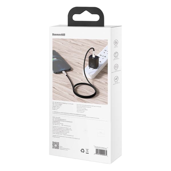 Baseus Cafule USB-C till Lightning-kabel, PD, 20W, 1m (Svart)