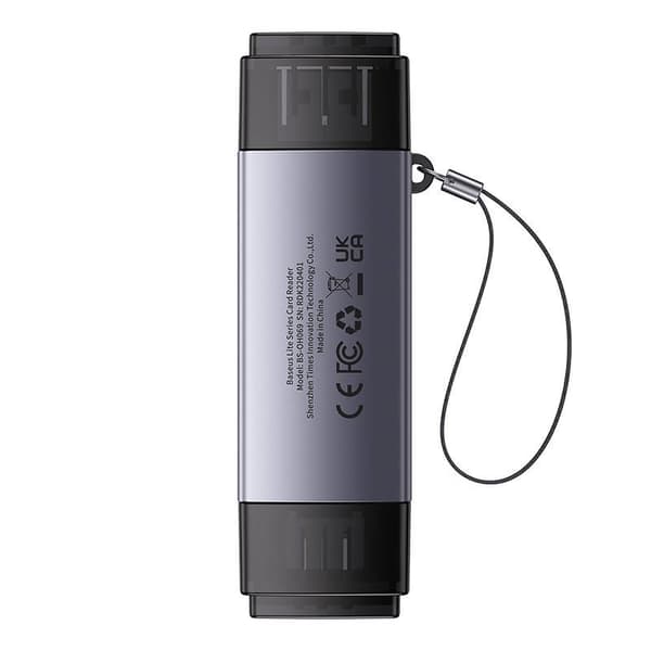 Baseus Lite-serien SD/TF-minneskortläsare, USB + USB-C (grå)