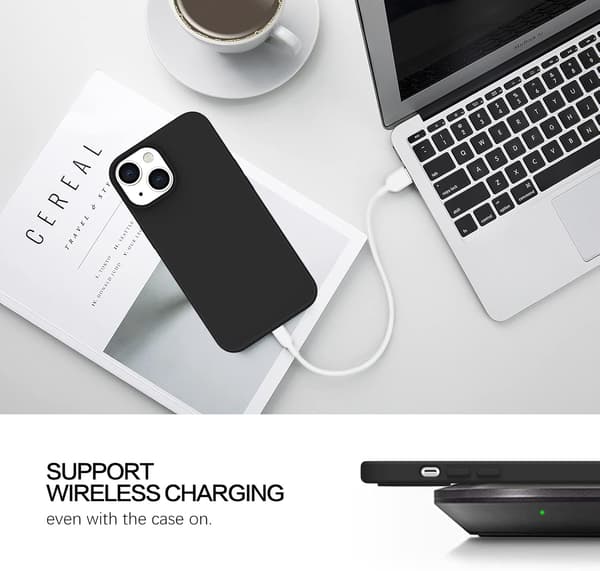 ETUI TIL APPLE IPHONE 14 SILIKONE SORT STÆRK A2882 A2649 A2881