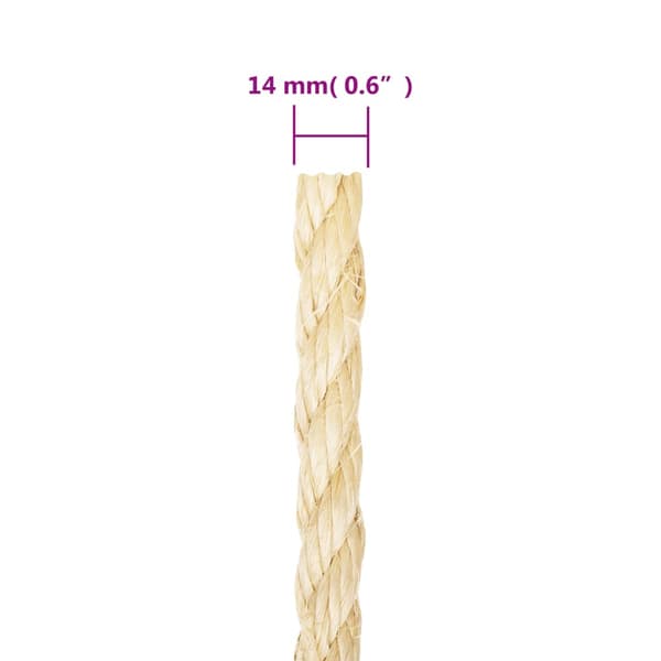 vidaXL-rep, 100 % sisal, 14 mm, 25 m