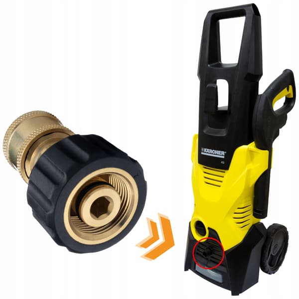 M22-adapter invändig 14 mm → 3/8" snabbkoppling i mässing för högtryckstvätt