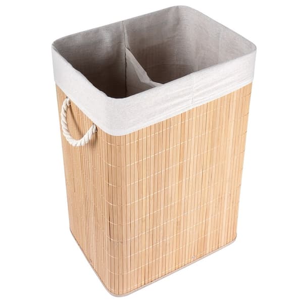 Bambus vasketøjskurv beige 70 liter