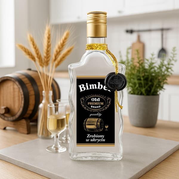 Glasflaska FALA 500ml dekorerad för BIMBER Bimberek Som bröllopspresent