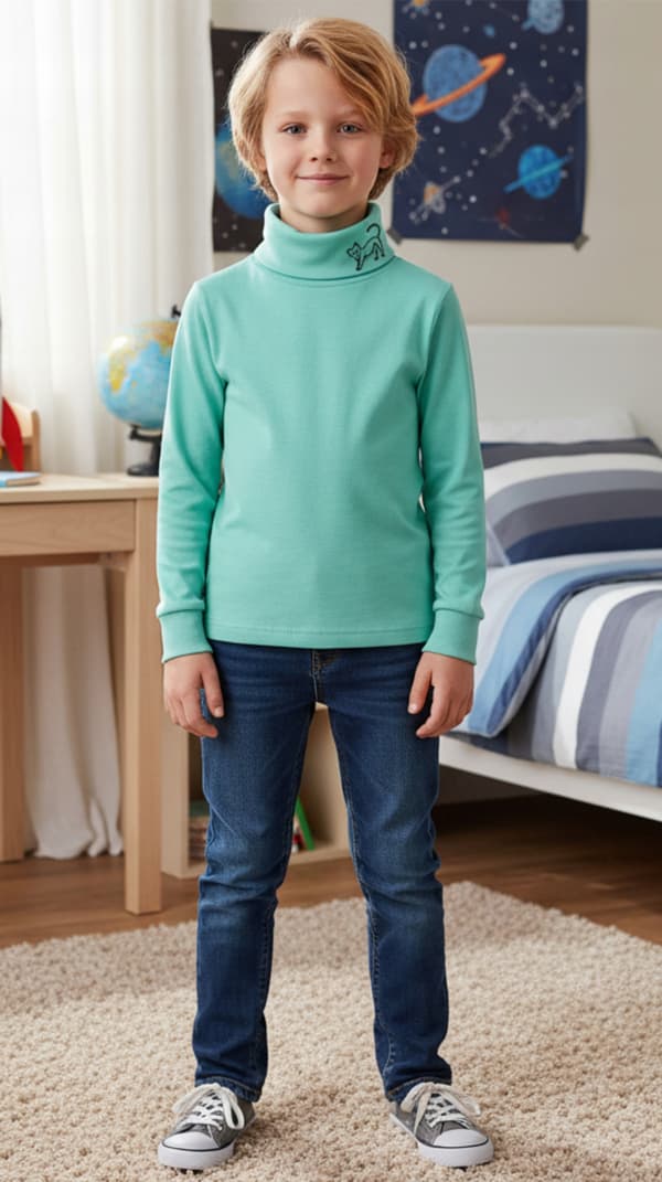 Barn TURTLENECK 140 SWEATSHIRT Barn T-SHIRT med tryck MINT