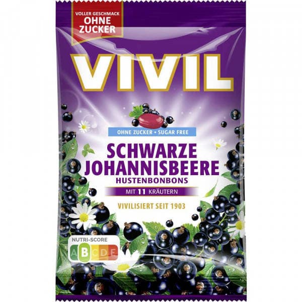 Vivil Musta viinisydän sokeriton makeiset 120 g
