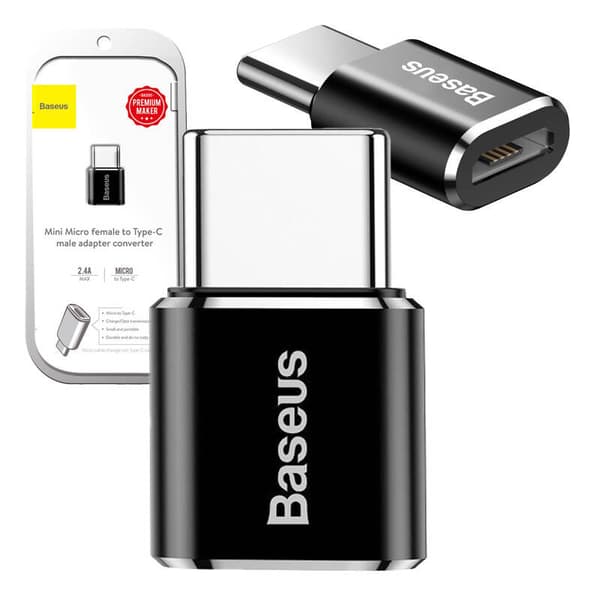 Baseus Micro USB till USB Typ-C Adapter - Svart