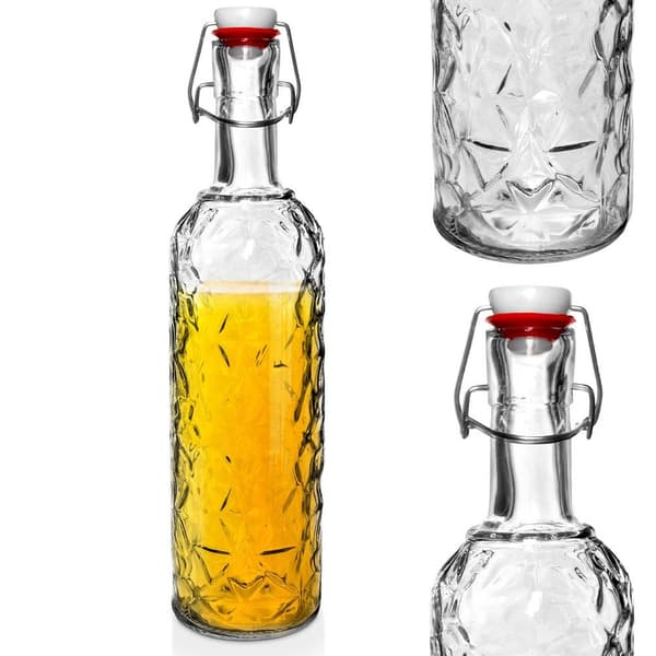 Glasflaske med klemme 1,1 l
