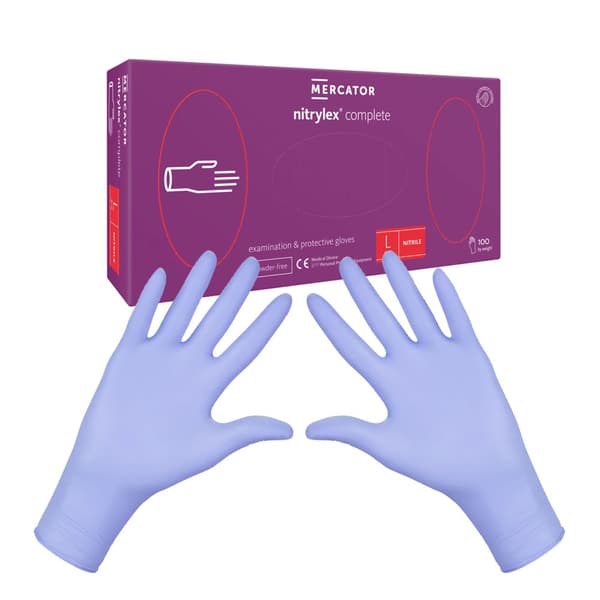 Nitriilikäsineet L violetit Mercator Nitrylex Complete 100 kpl