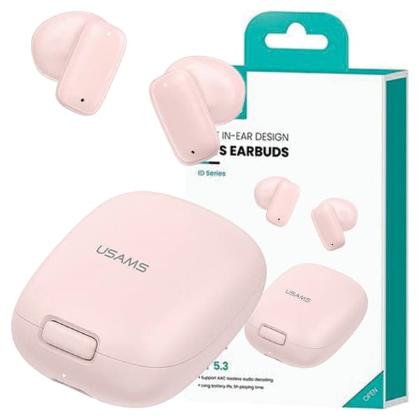 USAMS Bluetooth 5.3 TWSID-serien trådløse hovedtelefoner lyserøde BHUID04 (ID25)