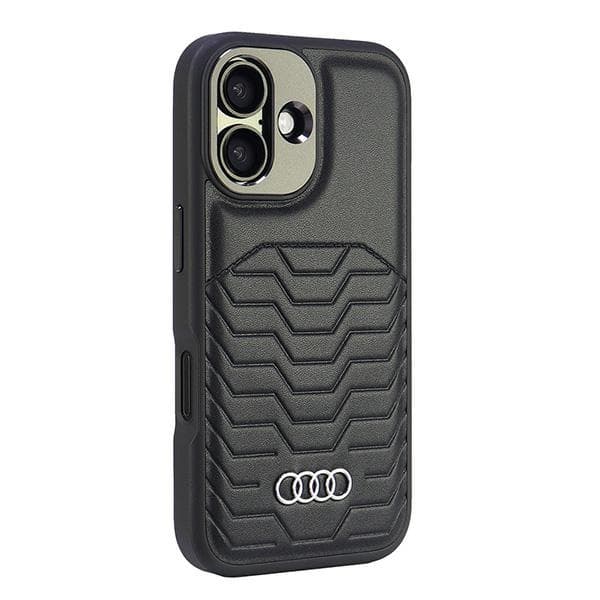 Audi MagSafe kunstlæder iPhone 16Plus 6.7 sort/sort hårdt cover AU-TPUPCMIP16M-GT/D3-BK