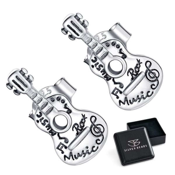 Silvergitarrformade örhängen, 925 silverörhängen