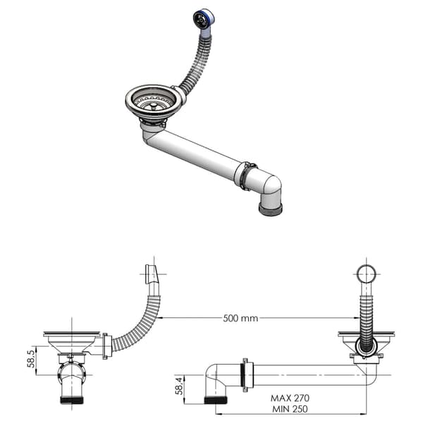 vidaXL oval køkkenvask med overløb, grå granit