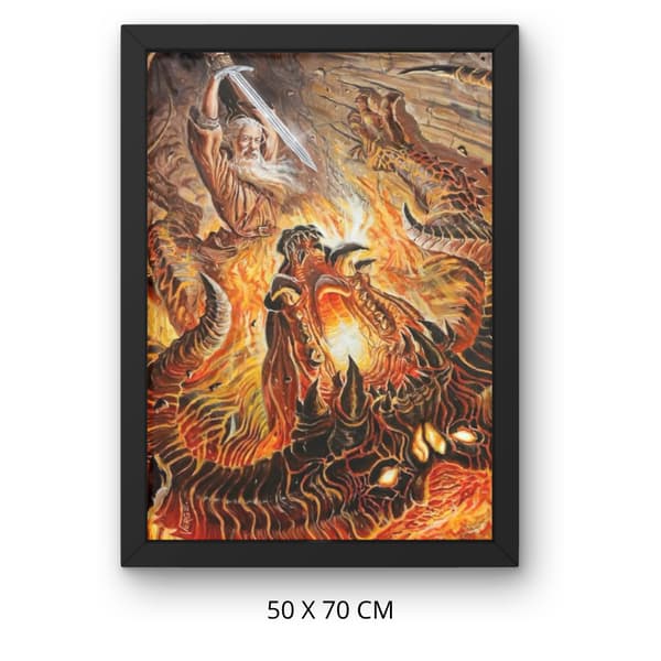 Måla efter siffror-bild med ram "Slagsmål med Balrog" 50x70 cm