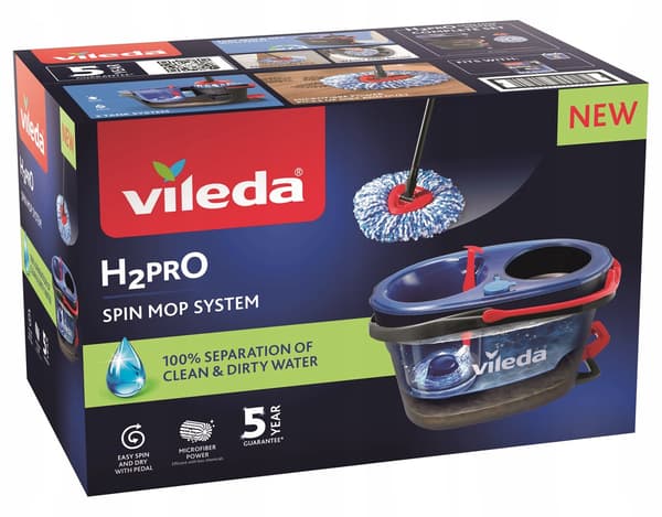 Vileda H2prO -linkomoppi teleskooppivarrella 55–123 cm