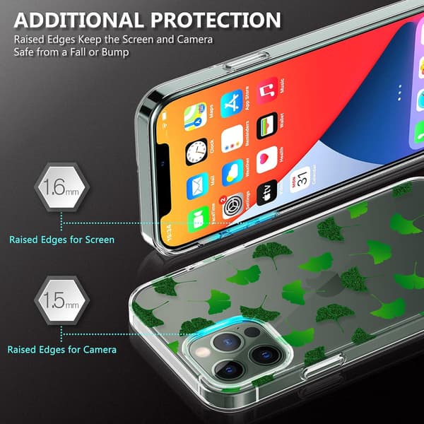 ETUI SÆT + HÆRDET GLAS TIL APPLE IPHONE 12/12 PRO GLITTERBLAD A2172