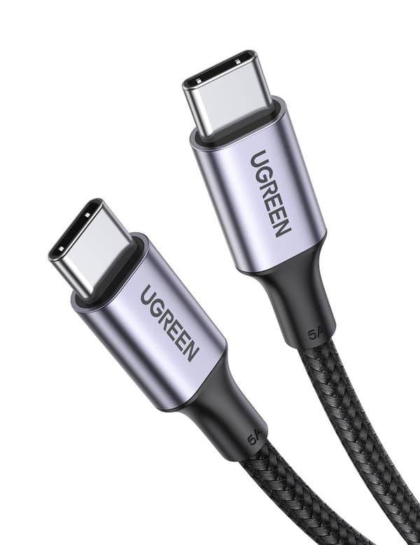 UGREEN US316 USB-C - USB-C -kaapeli, 100 W, 1,5 m (musta)