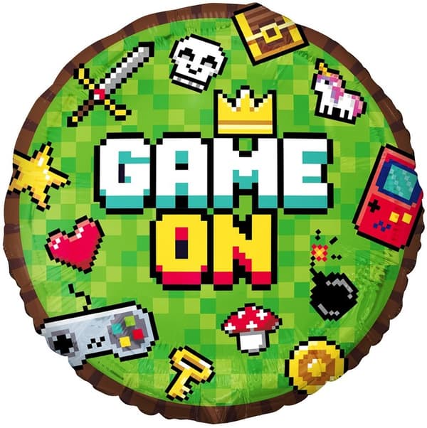 GAME ON Folioilmapallo Pixel Syntymäpäiväpeli 45cm
