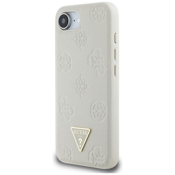 Guess Grained Hot Stamp Peony Triangle Logo MagSafe - iPhone 16e -kotelo (beige)