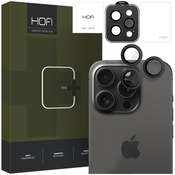 HOFI CAMRING PRO+ -KAMERASUOJA IPHONE 15 PRO / 15 PRO MAX -PUHELIMILLE, MUSTA