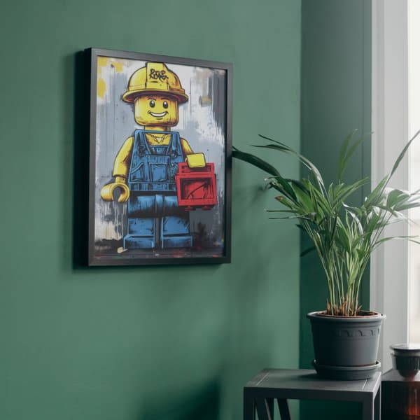MALING EFTER TAL MED RAMME Malerier - Lego Builder 40x50 cm