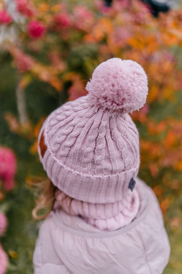 Vinterhue med polarfleece-for og halstørklæde