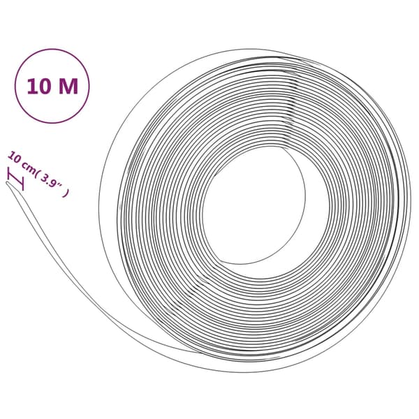 vidaXL Puutarhan reunus, harmaa, 10 m, 10 cm, polyeteeni