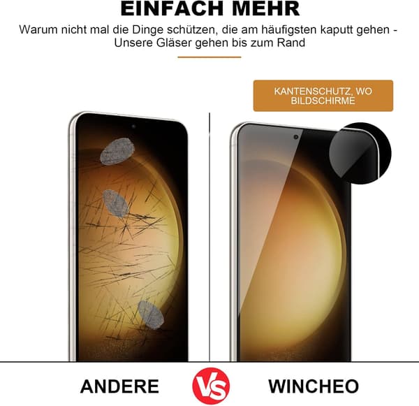 2x 9H hærdet glas til Samsung Galaxy S23 fuldglas