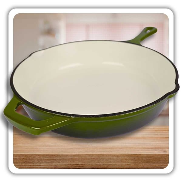 EMALJERET STØBEJERNSPANDE 26CM HAGE OLIVE