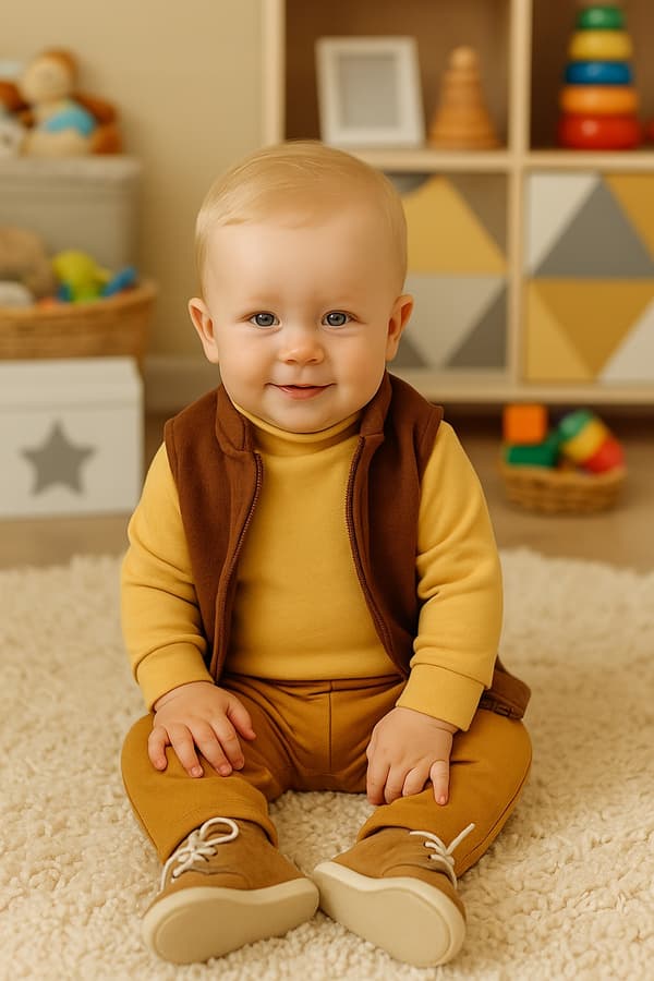 Baby varm polotröja 80 barn senapsringad blus