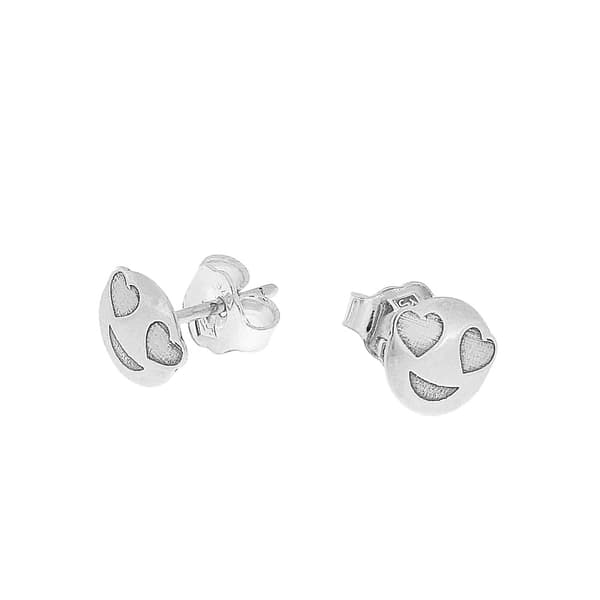 Sølvøreringe Emoticons Smiley Faces Hoops Hjerter Små Ørestikker Sølv