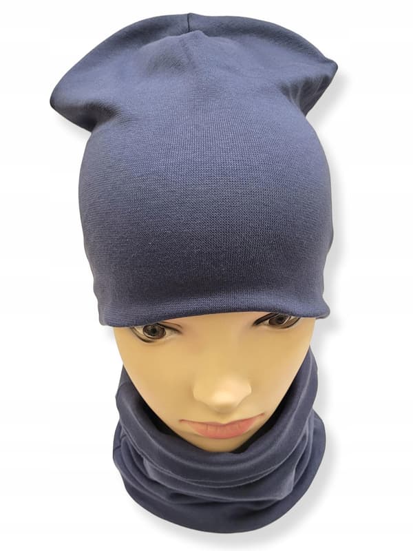 Bomullsset Hatt + Halsduk storlek 56-62 dubbel jeans