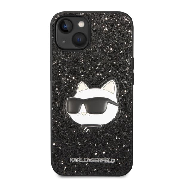 Karl Lagerfeld KLHCP14MG2CPK iPhone 14 Plus / 15 Plus 6.7 sort/sort hårdt cover Glitter Choupette Patch