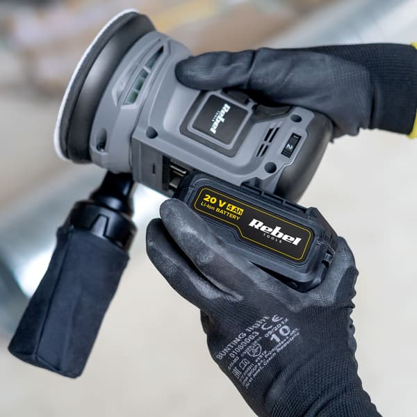 Batteridriven excenterslip Rebel 20V 2Ah