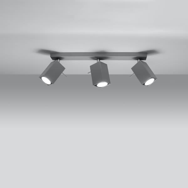 TAKLAMPA MERIDA 3 GU10 GRÅ SOLLUX SL.0457