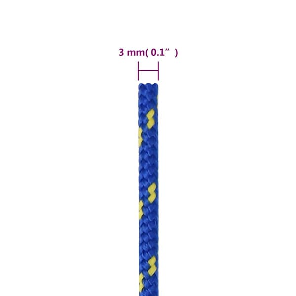 vidaXL Segelrep, Blå, 3 mm, 250 m, Polypropylen