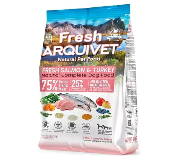 Halvfuktigt hundfoder ARQUIVET FRESH lax kalkon 2x2,5 kg