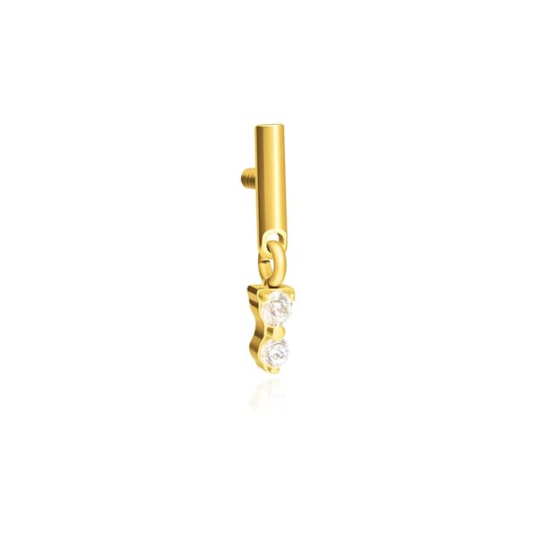 Titaniumkappe med hvide zirkoner - guld - TNA-183 1,2 mm