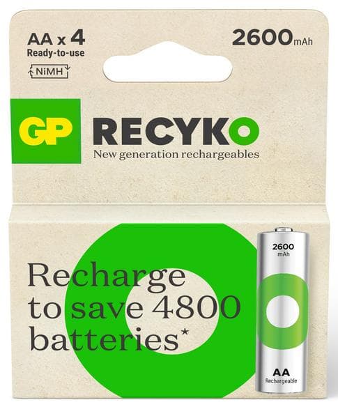 GP ReCyko AA 2600mAh paristot 4 kpl.