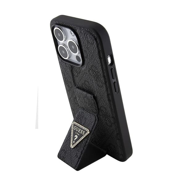 Guess Grip Stand 4G Triangle Strass Logo - iPhone 15 Pro Max cover (sort)